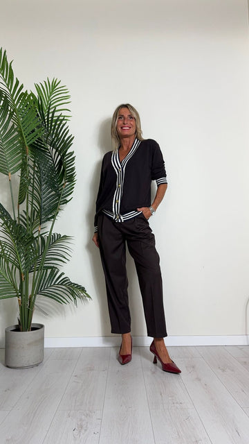 VICOLO - 22173S - CARDIGAN CON PROFILI RIGHE E BOTTONI MILITARY IN VISCOSA