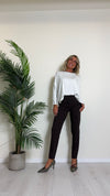 DAFNE - 3304P26 - PANTALONE A SIGARETTA IN TESSUTO TECNICO STRETCH, SOFT TOUCH,TASCHE A FILO
