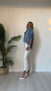 DAFNE - 224105JC725P32 - CAMICIA DENIM, FIT AMPIO CON STRASS E CANOTTIGLIE