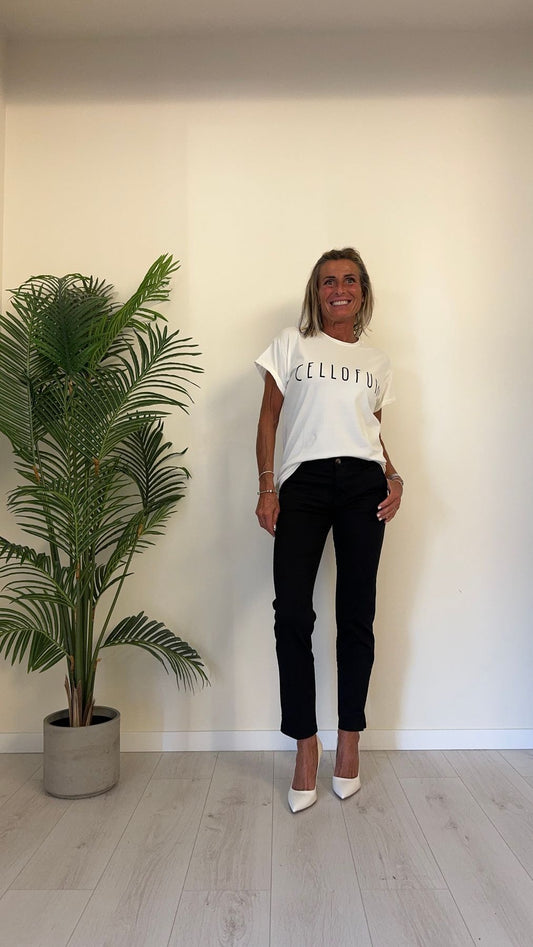 CELLOFUN - 2361TST - T-SHIRT OVER FIT MANICA RISVOLTATA, STAMPA CELLOFUN