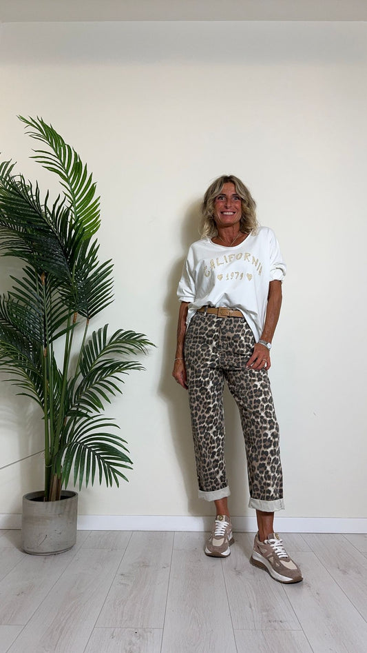 DAFNE - 6625FP32 - PANTALONE BAGGY ANIMALIER IN COTONE MANOPESCA