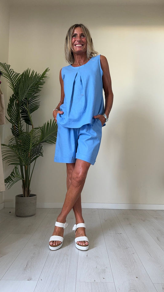 GIORGIA & JHONS - 60486SS24 - TOP 55%LINO 45%VISCOSA, SVASATO, SPALLA LARGA