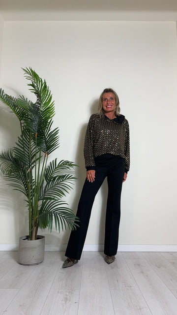 GIORGIA & JHONS - 60130FW24 - PANTALONE PUNTO MILANO VISCOSA ELASTICIZZATA A ZAMPA, VITA ELASTICATA A SCOMPARSA