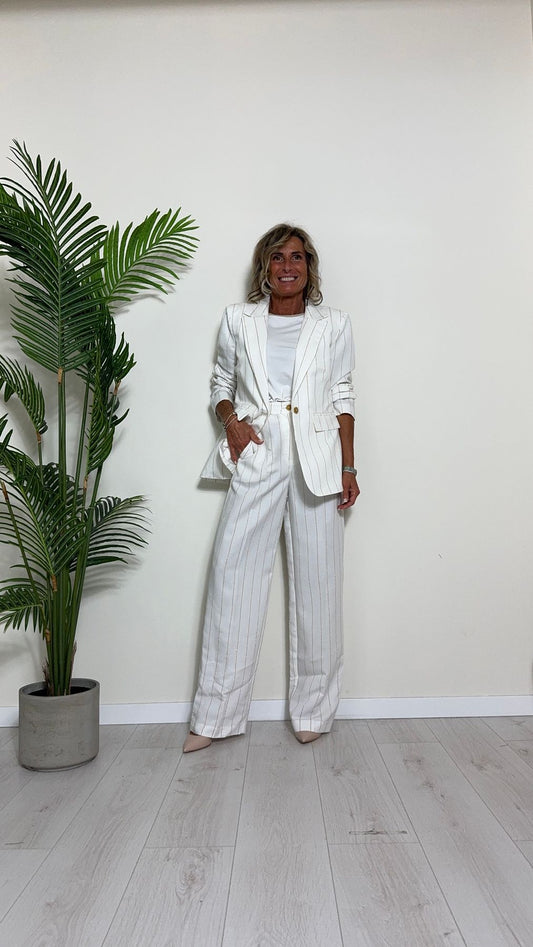 GIORGIA & JHONS - 60356SS24 - PANTALONE PALAZZO VISCOSA(88%) RIGA ORO, TASCA FILO