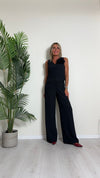 SUSYMIX - SM072A - COMPLETO GILET CON SPILLA A FIORE E PANTALONE FLUIDO