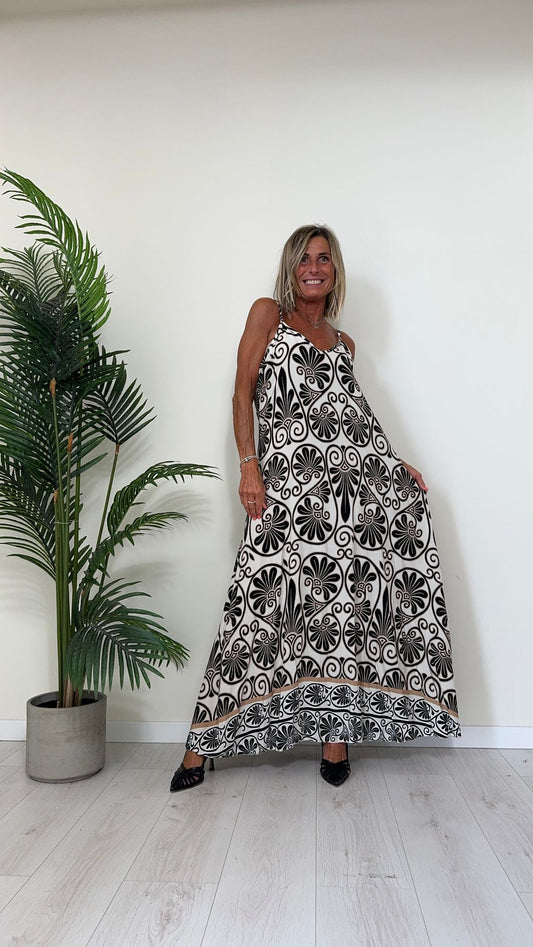 DAFNE - 30663P28 - ABITO LUNGO 100%VISCOSA CON SPALLINE REGOLABILI E FIT AMPIO