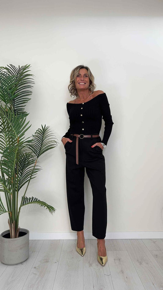PLEASE - P2WQOH1000 - PANTALONE PUNTO MILANO LEGGERO, VITA ELASTICATA, TASCA A FILO