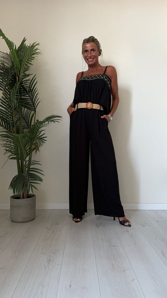 DAFNE - U10888P29 - PANTALONE PALAZZO 100%VISCOSA, ELASTICO VITA CON CORDA CON TASCHE A FILO