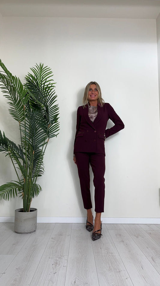 VICOLO - TS0094 - GIACCA DOPPIOPETTO IN CREPE PROFILI IN RASO