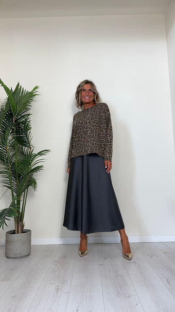 DAFNE - NI614P19 - FELPA GARZATA ANIMALIER A OVETTO