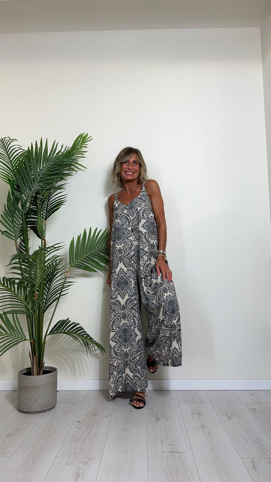 DAFNE - TU170P29 - JUMPSUIT (TUTA) 100%VISCOSA FANTASIA CON ELASTICO RETRO