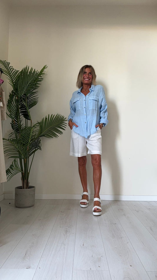 VENTISEI - 4476P30 - CAMICIA 100%LINO ORLO SFRANGIATO