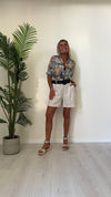 VENTISEI - 2266-44P25 - CAMICIA COTONE/SETA FANTASIA FIORI STILIZZATI CON COLLO COREANA