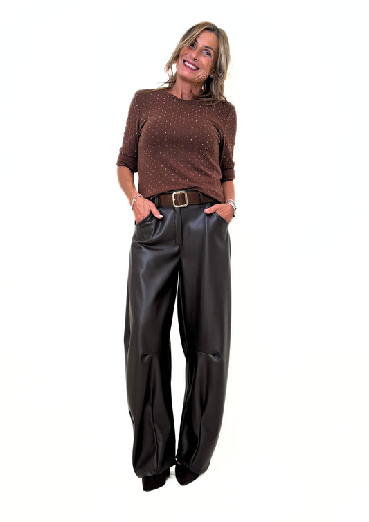 Sipario - Pantalone Barrel Simil Pelle