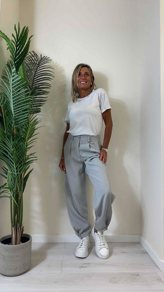 DAFNE - 6028PP28 - PANTALONE SLOUCY FLUIDO 1 PINCES, BOTTONE FONDO
