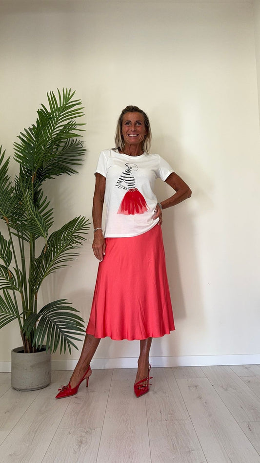 GIORGIA & JHONS - 60337SS24 - T-SHIRT STAMPA CON TULLE