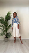 VENTISEI - 2266-44P25 - CAMICIA COTONE/SETA FANTASIA FIORI STILIZZATI CON COLLO COREANA