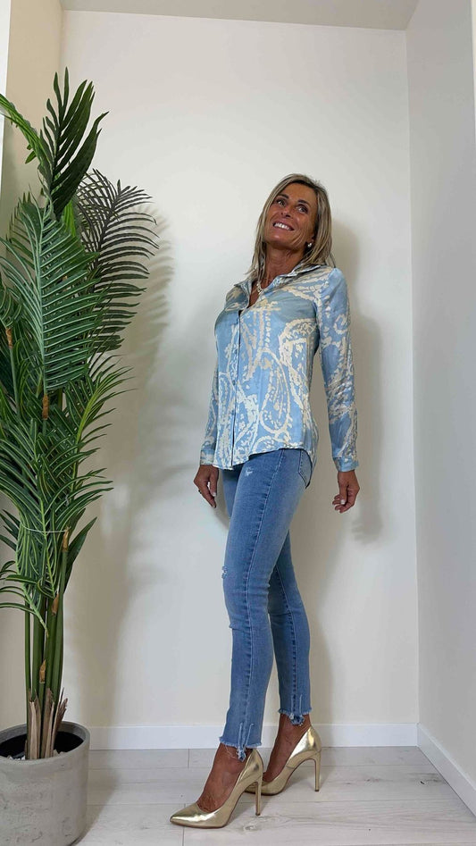 DAFNE - 5979SS24P24 - CAMICIA 100%VISCOSA FANTASIA ASTRATTA SFUMATA