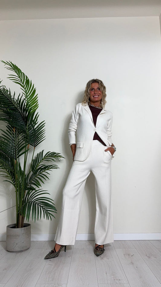 DAFNE - 0469P27 - PANTALONE IN MAGLIA DI VISCOSA CON TASCHE A FILO E VITA ELASTICATA