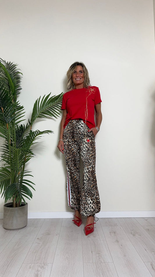 GIORGIA & JHONS - 60186SS24 - T-SHIRT COTONE CON RICAMO FIORE ORO