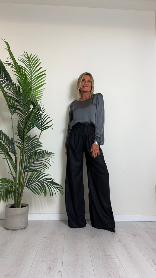 D'ELLE - 2124BS - BLUSA 100% VISCOSA MANICA AMPIA CON POLSI ELASTICATI STONDATI