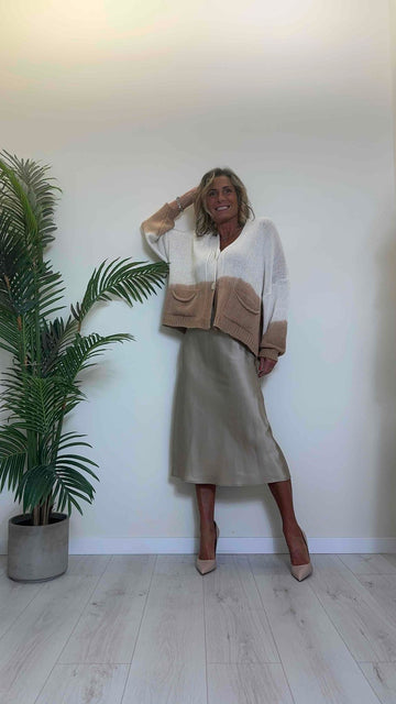 TENSIONE IN - 1240106 - CARDIGAN COTONE BICOLOR CON TASCHE