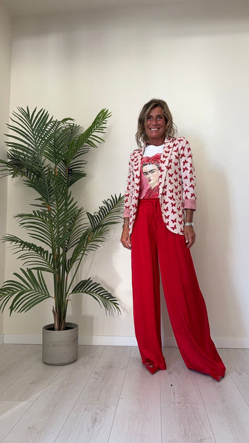 DAFNE - HM3513P28 - PANTALONE VISCOSA A PALAZZO VITA ELASTICATA CON COULISSE