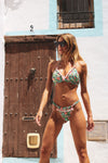 FEDEBYFEDE - POSITANOSLIM - BIKINI COMPLETO CON TRIANGOLO INCROCIATO, PON PON E COPPETTE ESTRAIBILI