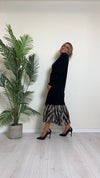 DAFNE - 9142P33 - CARDIGAN LUNGO PUNTO RISO CON FRANGE