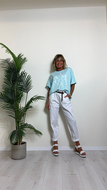 TWEED - J1248P16 - T-SHIRT COTONE OVER STAMPA GOMMATA "I'M NOT PERFECT"