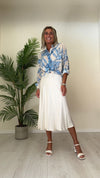 VENTISEI - 2266-44P25 - CAMICIA COTONE/SETA FANTASIA FIORI STILIZZATI CON COLLO COREANA