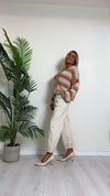 D'ELLE - RKW2411 - CARDIGAN RIGHE LUREX, LANA/VISCOSA, BOTTONI A PRESSIONE A SCOMPARSA