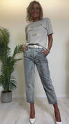 TENSIONE IN - 33464 - T-SHIRT COTONE REGULAR FIT CON LETTERING ORO