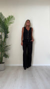 DAFNE - 205.201CP45 - COMPLETO GILET+PANTALONE LINO(55%)/VISCOSA(45%) CON CINTURA E BOTTONI A CONTRASTO