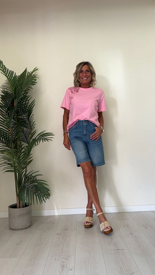 GIORGIA & JHONS - 60451SS24 - T-SHIRT COTONE CON RICAMO LATERALE