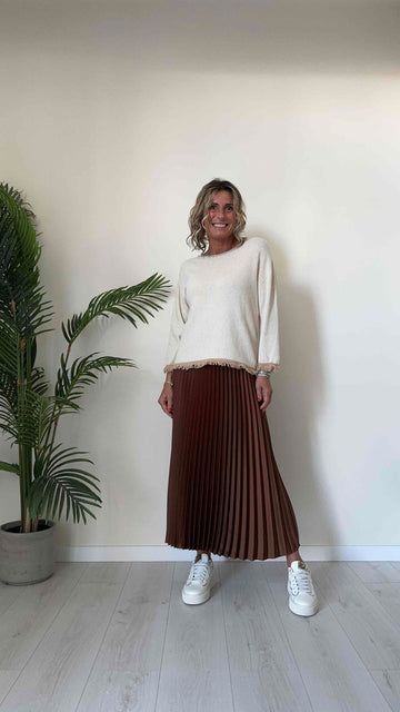 TWEED - 62008P22 - MAGLIA COTONE GREZZO CON FRANGINE