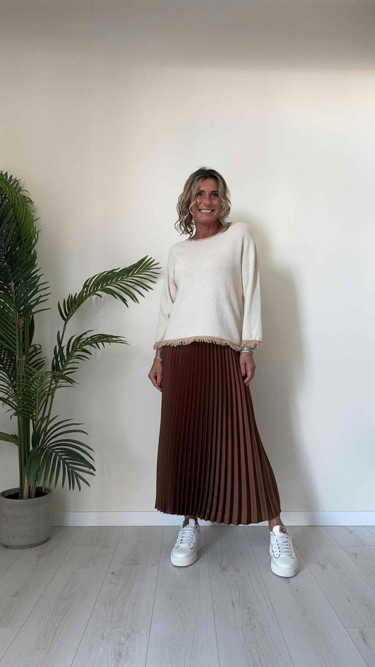 TWEED - 62008P22 - MAGLIA COTONE GREZZO CON FRANGINE