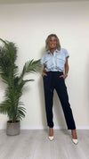 IMPERIAL - P1C0HGC - PANTALONE FLUIDO, VITA ELASTICA CON NERVATURA E RISVOLTINO ORLO