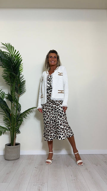 TENSIONE IN - 1240165 - GIACCA CHANEL IN MAGLIA DI COTONE CON FRANGE E MINI PAILLETTES