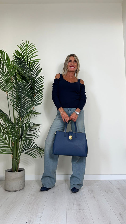VICOLO - DS0225 - JEANS ILARIA, WIDE LEG, TELA FERMA, ORLO VIVO