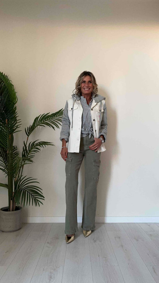 DAFNE - 1380P32 - PANTALONE CARGO PALAZZO ELASTICIZZATO, VITA ALTA