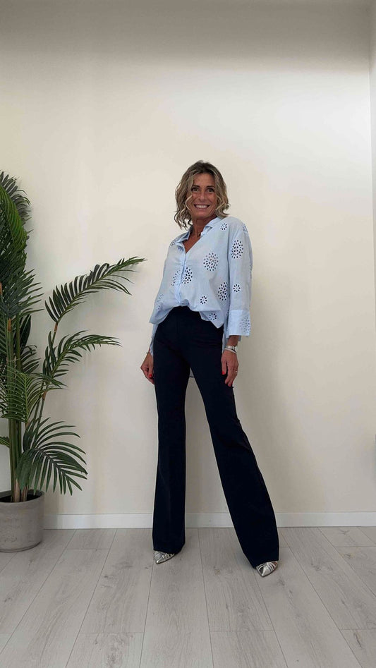 GIORGIA & JHONS - 60269SS24 - CAMICIA COTONE, RICAMO SANGALLO CON SPACCHI