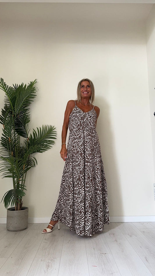 DAFNE - 13133P28 - ABITO LUNGO 100%VISCOSA FANTASIA CON SPALLINE