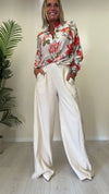 VENTISEI - 2266-44P25 - CAMICIA COTONE/SETA FANTASIA FIORI STILIZZATI CON COLLO COREANA