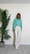 VICOLO - TB0908 - PANTALONE PALAZZO 70% VISCOSA ELASTICO VITA