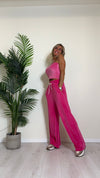 CELLOFUN - 2423P - PANTALONE CINIGLIA A PALAZZO, VITA ELASTICATA CON COULISSE