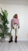 D'ELLE - I243111 - PANTALONE CARAMELLA CON CINTURA E VITA ELASTICATA, COTONE MANOPESCA