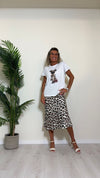 TENSIONE IN - 24M2029 - T-SHIRT COTONE STAMPA MINNIE ANIMALIER+STRASS