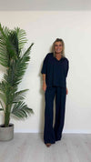 VICOLO - TB0908 - PANTALONE PALAZZO 70% VISCOSA ELASTICO VITA