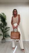 ANTONELLO SERIO - 801010SS24P49 - TOTE BAG SIMIL PELLE CON ZIP E TRACOLLA CANVAS